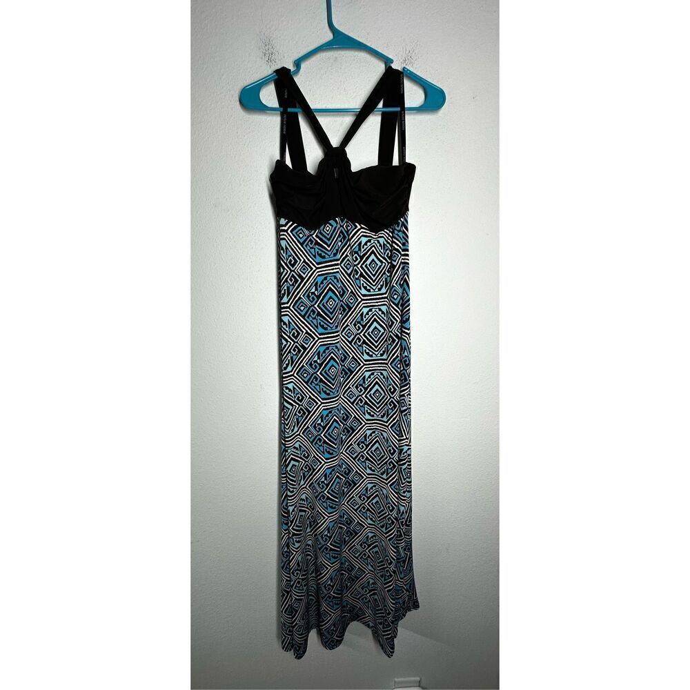 BisouBisou Michele Bohbot Bohemian Open Shoulder Geometric Print Maxi Dress Sz14